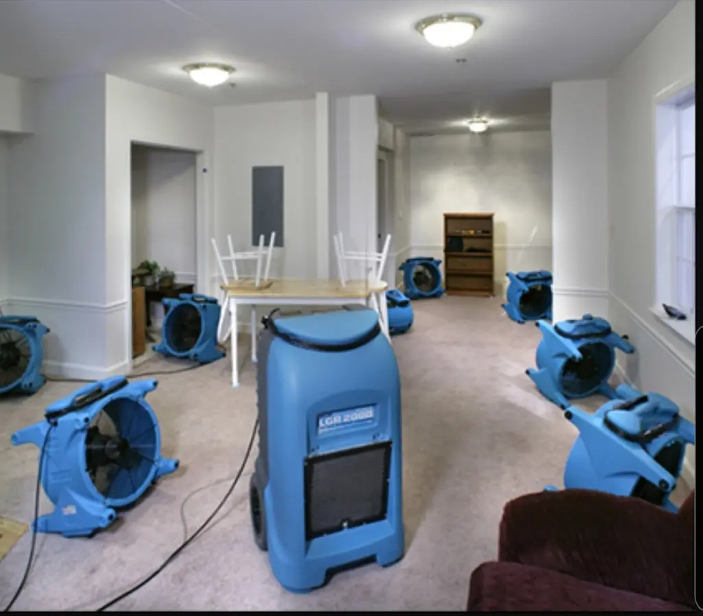 Air movers and dehumidifier setup for Water Extraction & Removal in Colts Neck